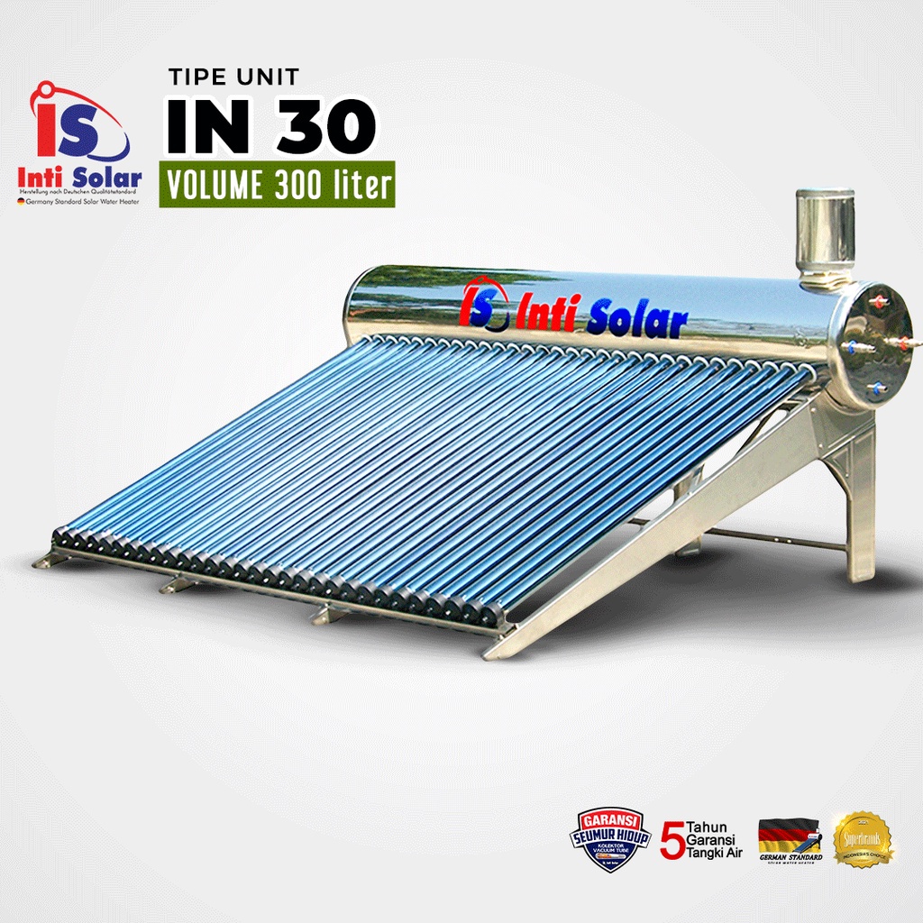 Jual Pemanas Air Tenaga Matahari INTI SOLAR 30 IN Full Stainless Steel