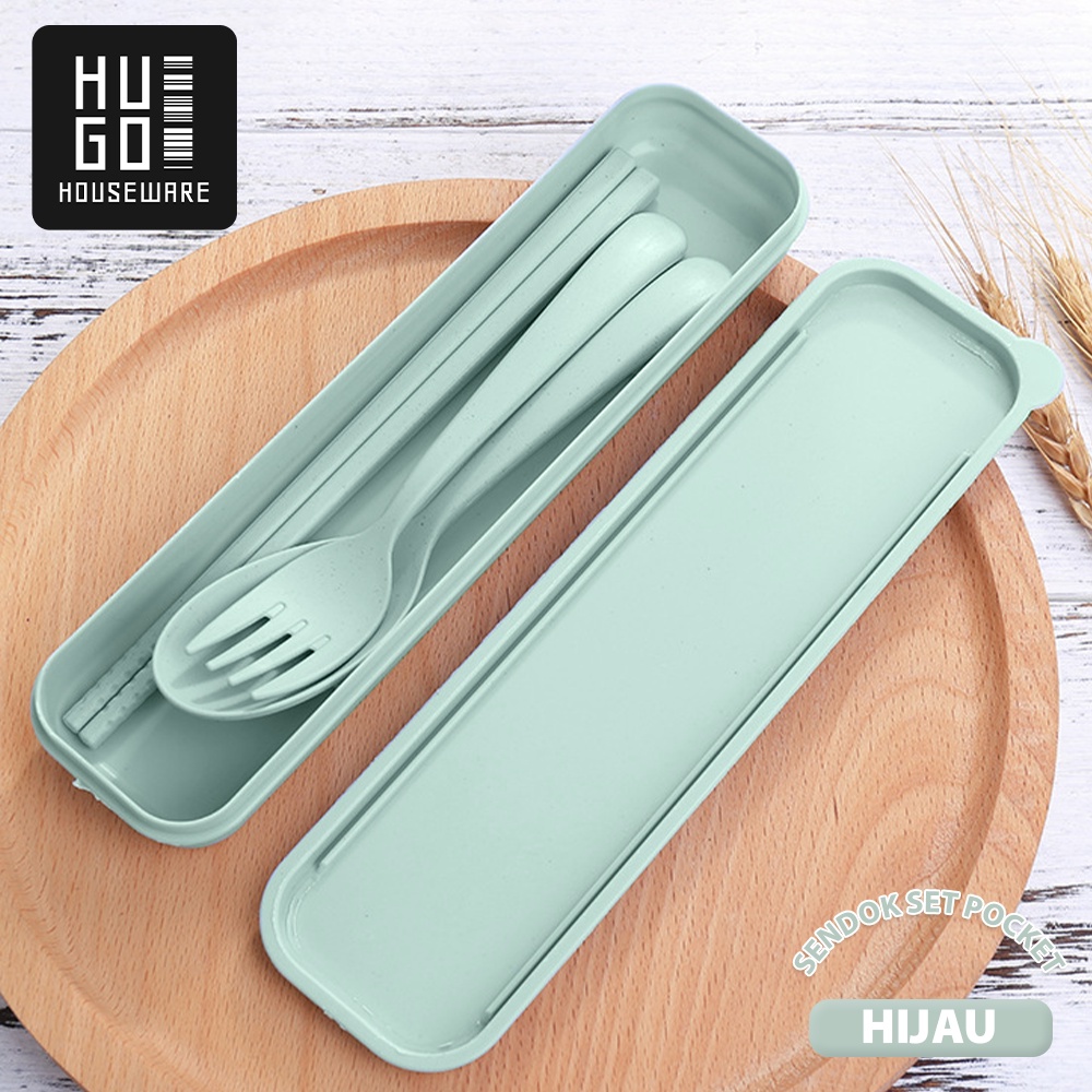 Jual HUGO Sendok Set Alat Makan Portable Bahan Jerami Wheat Straw