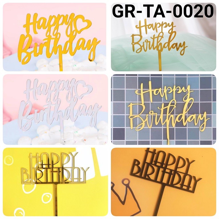 Jual Gr Ta Cake Topper Akrilik Happy Birthday Ulang Tahun Shopee