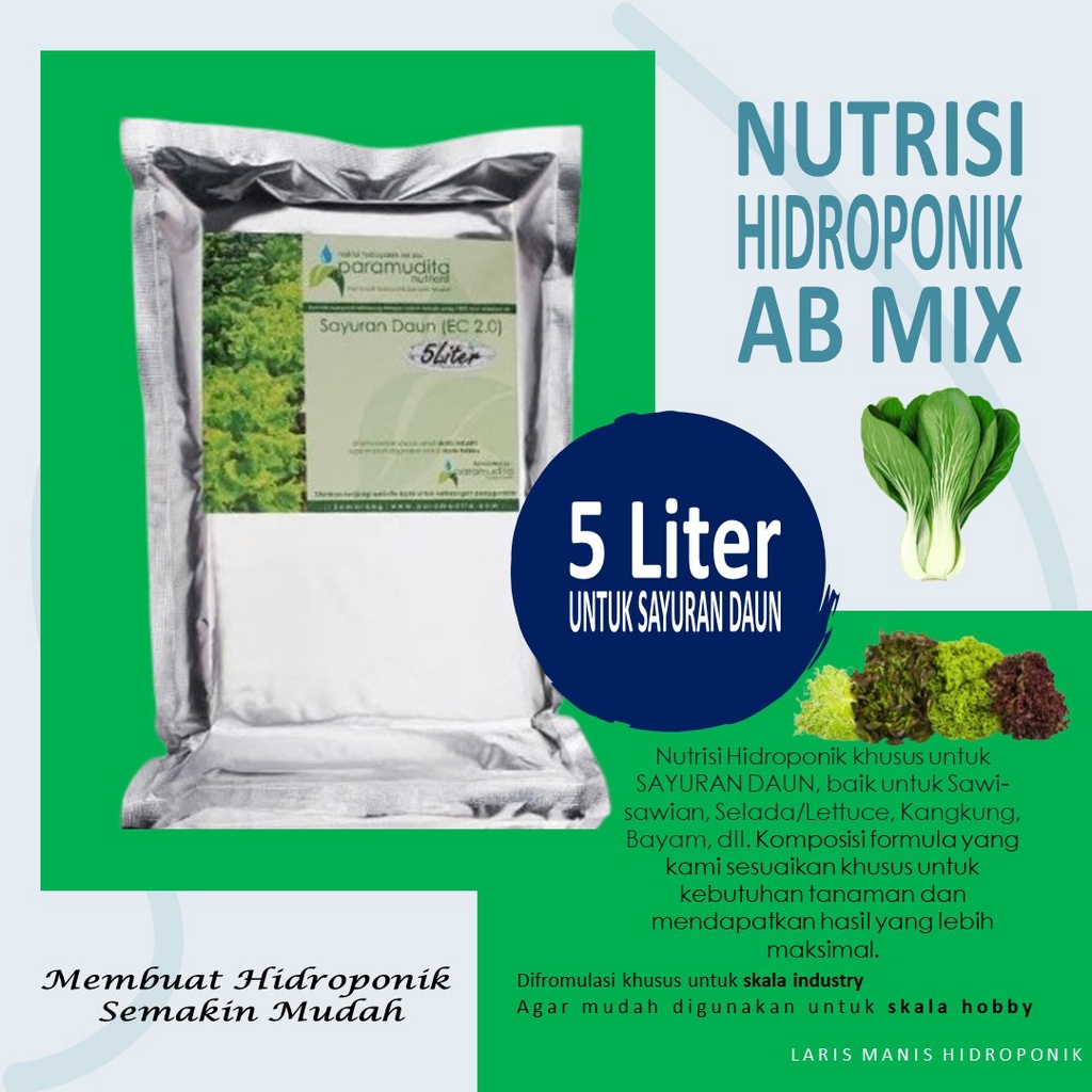 Jual Ab Mix Sayur Daun Liter Paramudita Nutrient Nutrisi Hidroponik