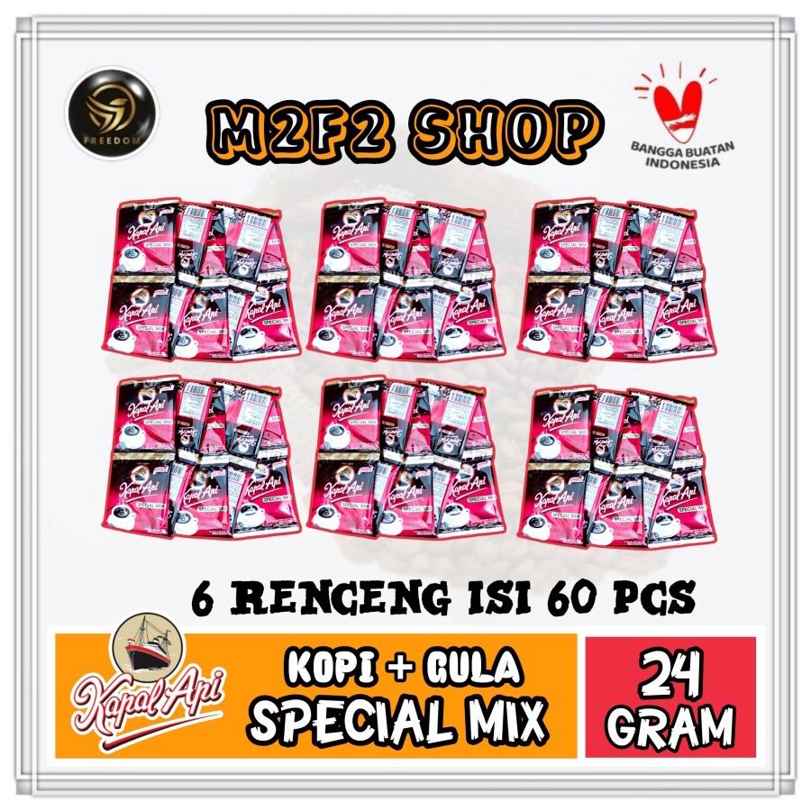 Jual Kopi Kapal Api Hitam Gula Special Mix Sachet 24 Gr Kemasan 6