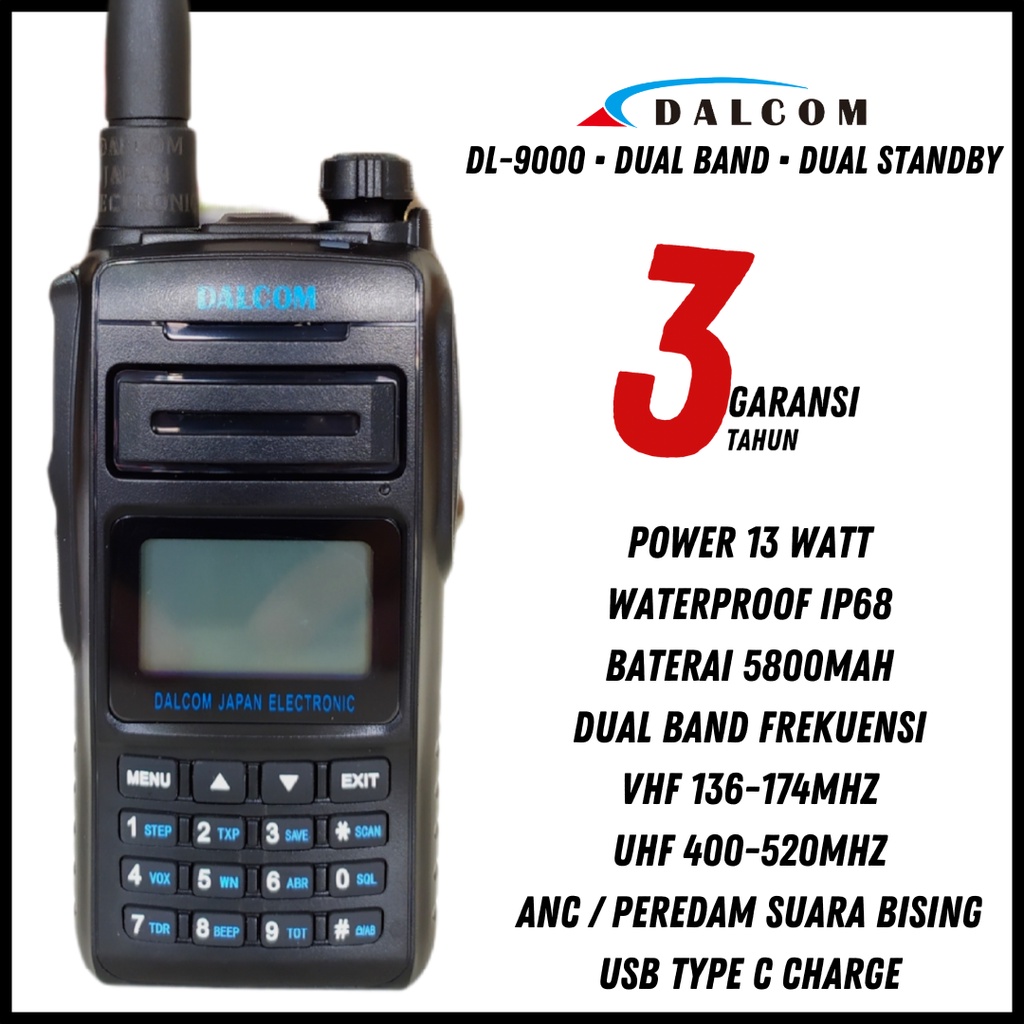 Jual HT DALCOM JAPAN DL 9000 WATERPROOF IP68 DUALBAND Shopee Indonesia