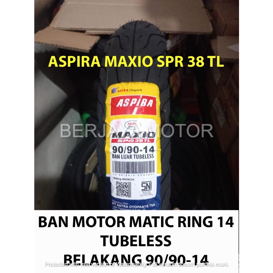 Jual BAN MOTOR MATIC RING 14 ASPIRA MAXIO SPR 38 90 90 14 TUBELESS BAN