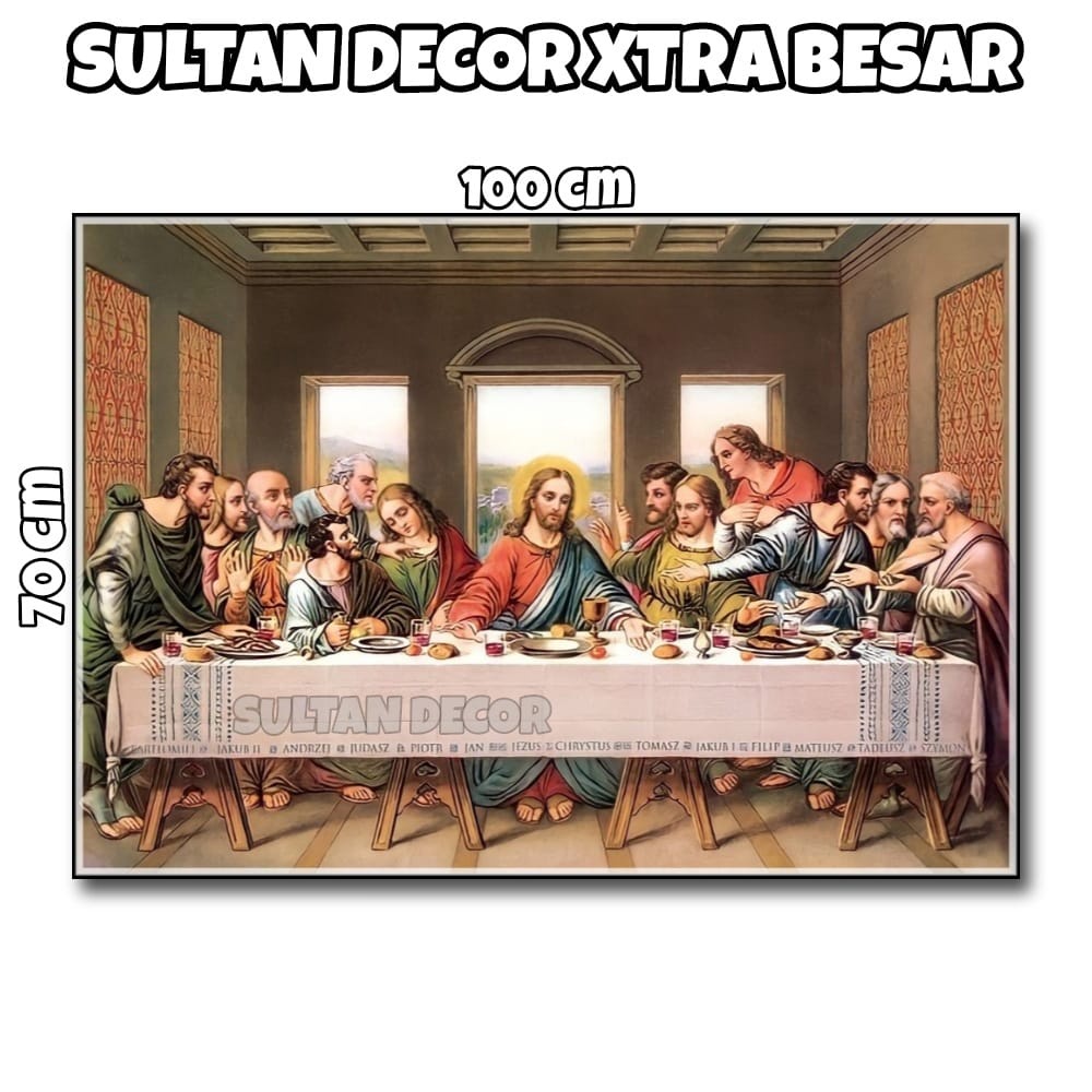 Jual Lukisan Poster Cetak The Last Supper Xtra Besar Ukuran X Cm