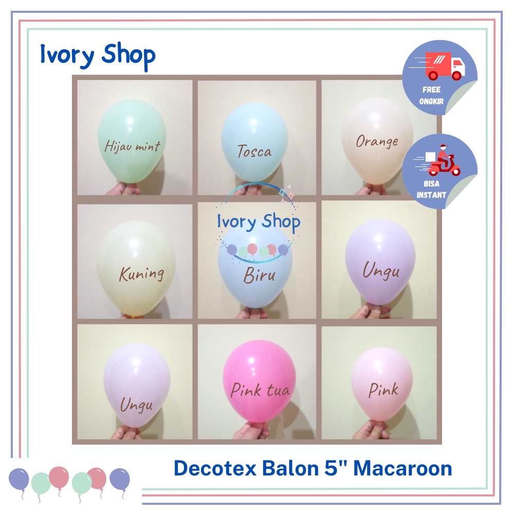 Jual Balon Latex Inch Decotex Macaron Pastel Pak Isi Pastel