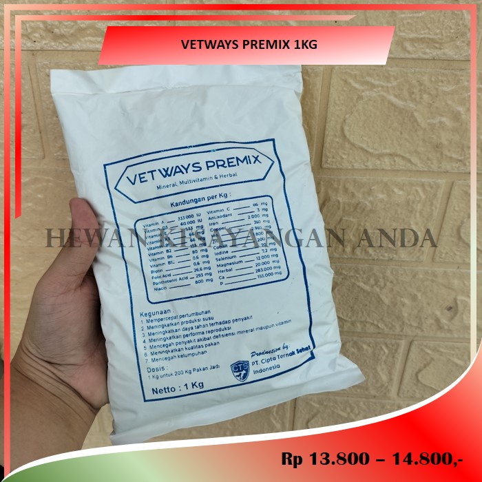 Jual Vetways Premix 1 KG Premix Mineral Multivitamin Dan Herbal