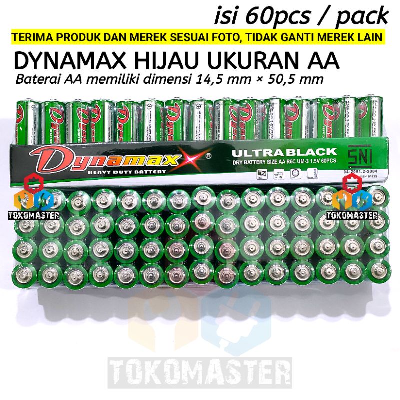 Jual 1Pack Baterai SNI Dynamax Hijau AA Isi 60pcs 1Pak Batre Batu