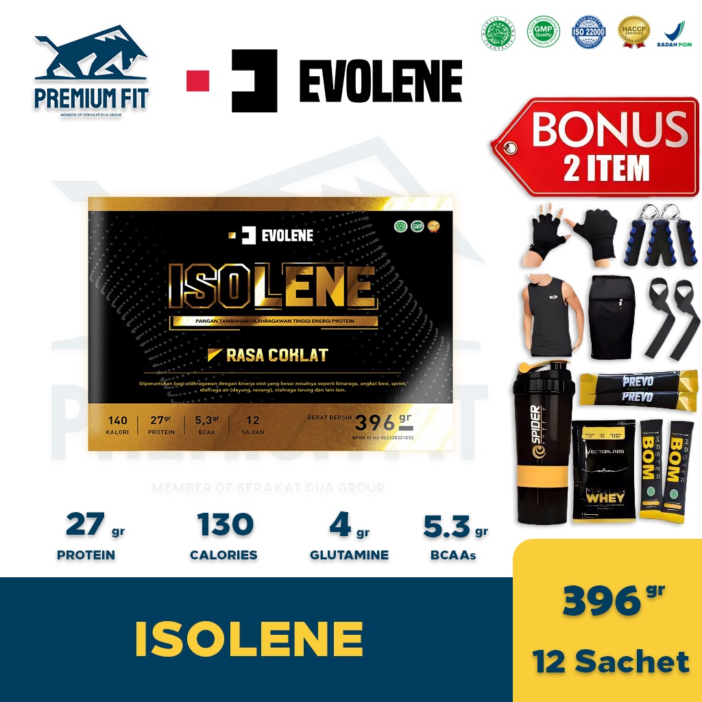 Jual Evolene Isolene Whey Protein Isolate Kemasan Box Isi 12 Sachet