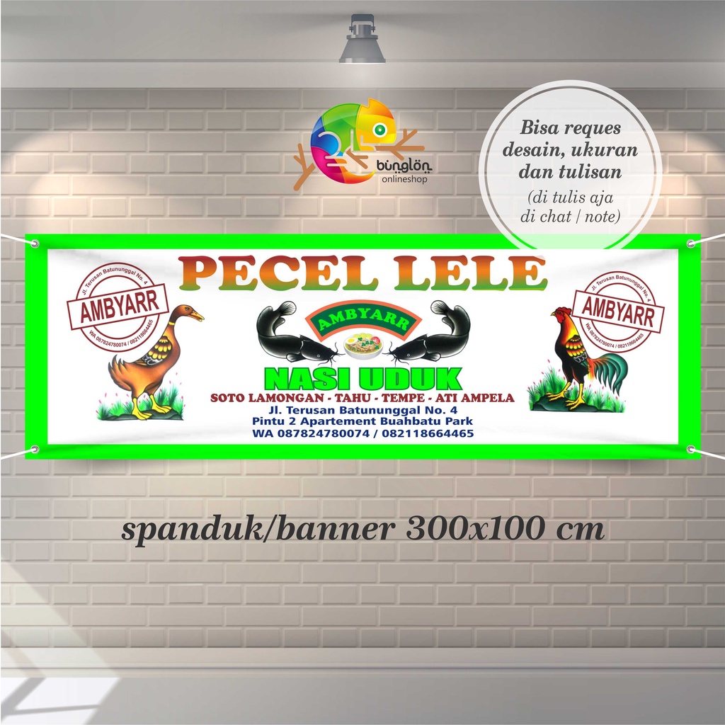 Jual Spanduk Banner Penyetan Pecel Lele Nasi Uduk Soto Lamongan