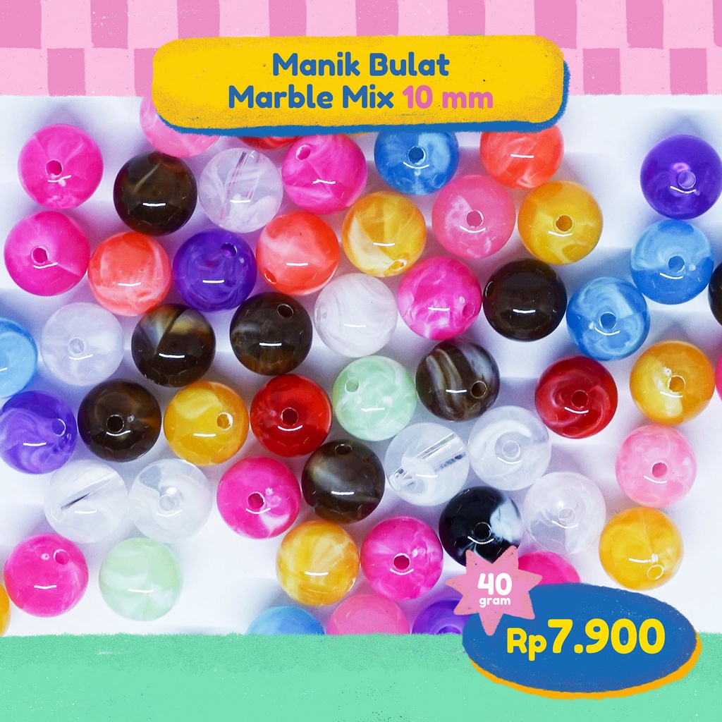 Jual Gram Manik Bulat Bakso Marble Mix Mm Jual Manik Manik