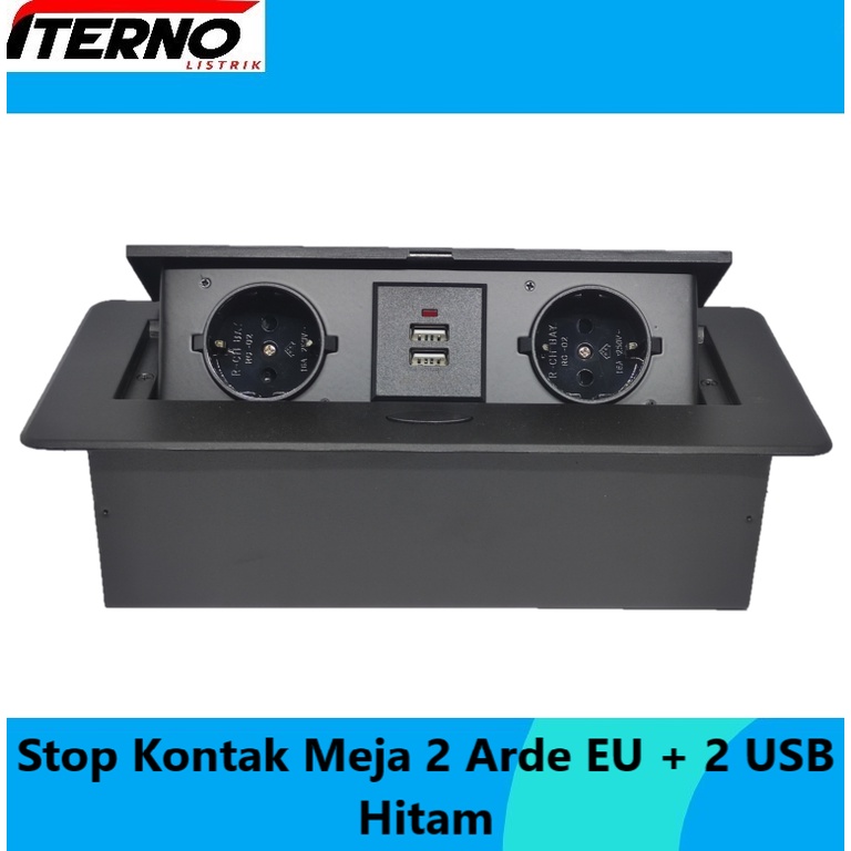 Jual Stop Kontak Meja Arde Eu Usb Flip Up Black Iterno Shopee