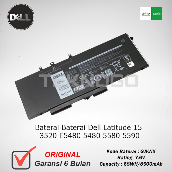 Jual Baterai Dell Latitude 15 3520 E5480 5480 5580 5590 GJKNX Original