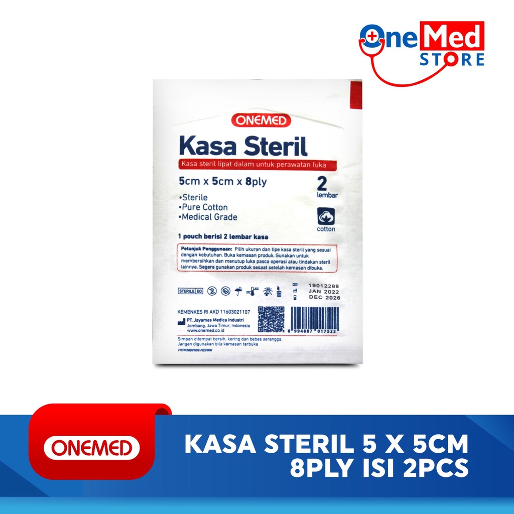 Jual Kasa Steril 5 X 5 Cm OneMed 8 Ply Isi 2 Lembar OR Shopee Indonesia