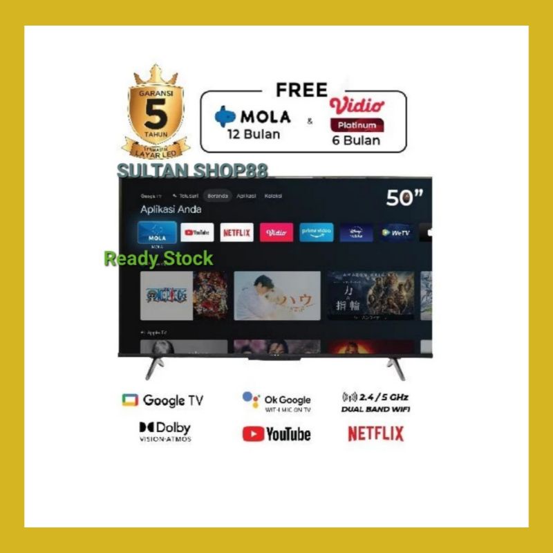 Jual POLYTRON LED TV PLD50UG5959 50 INCH GOOGLE TV UHD 4K Shopee