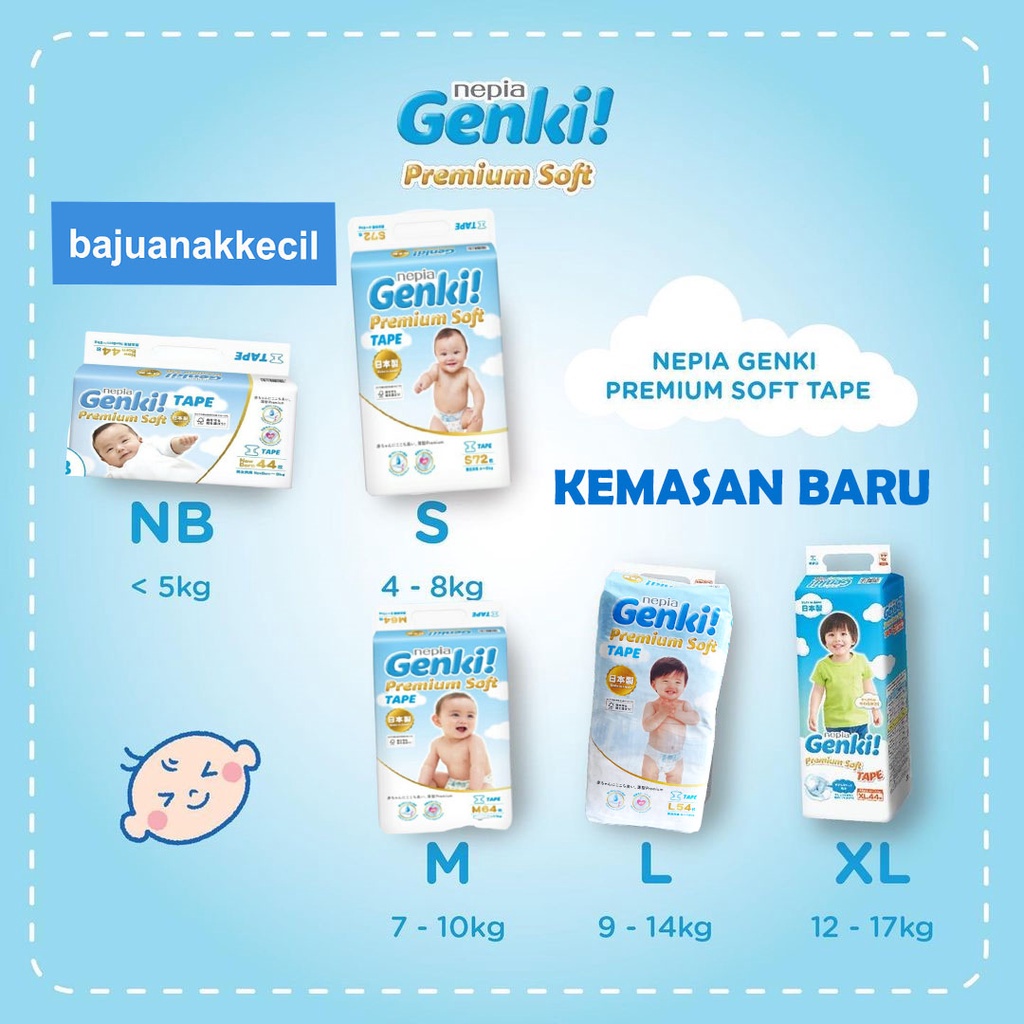 Jual Nepia Genki Premium Baby Diapers Tape Dan Pants Shopee Indonesia