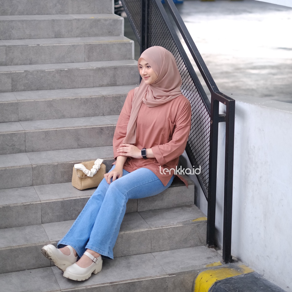 Jual Basic Oversize Top Kaos Polos L Xl Xxl Lengan Panjang Hijab