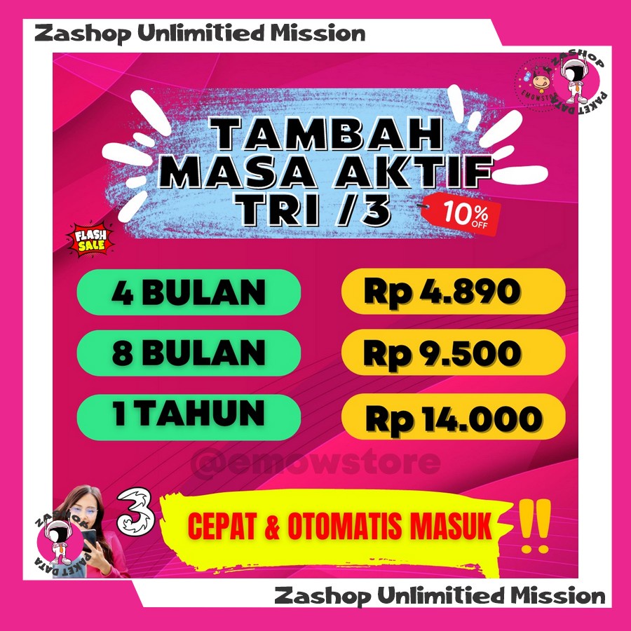 Jual TAMBAH MASA AKTIF KARTU TRI 4 BULAN 8 BULAN 1 TAHUN Shopee Indonesia