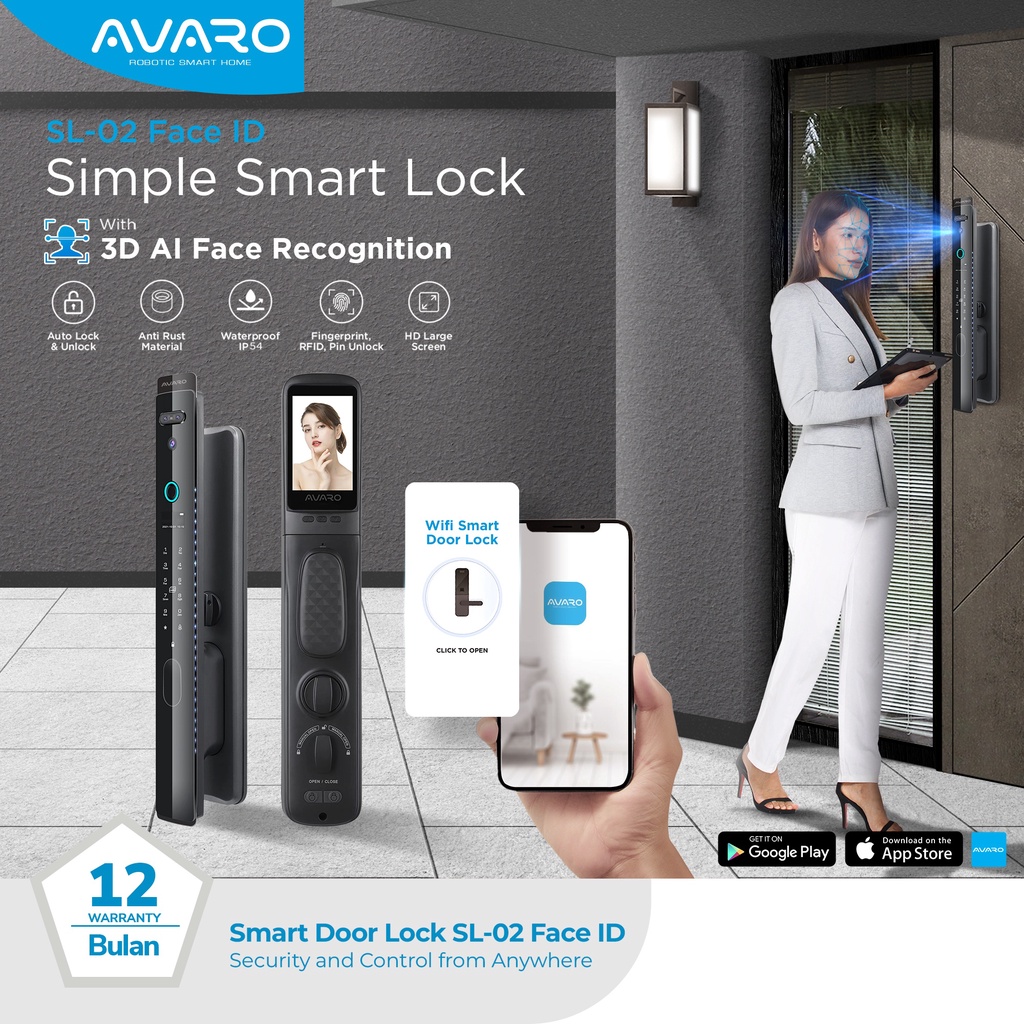 Jual Avaro Sl Face Id Smart Door Lock Kunci Pintu Digital Smart Lock