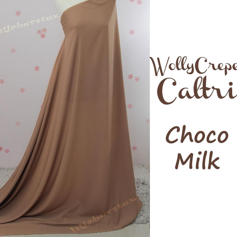 Jual 1 2 Meter Kain WOLLYCREPE CALTRI Choco Milk Ecer Warna Shopee