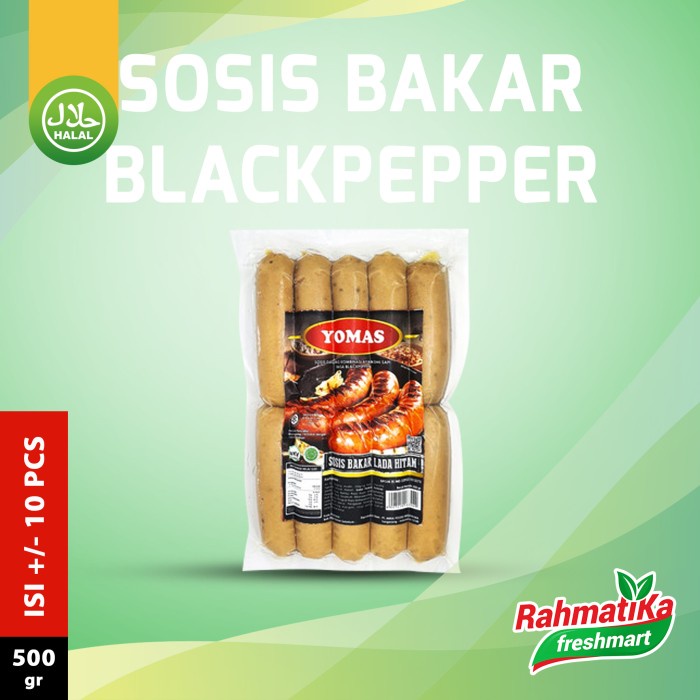 Jual Yomas Sosis Bakar Lada Hitam Blackpepper 500 Gr Isi 10 Pcs