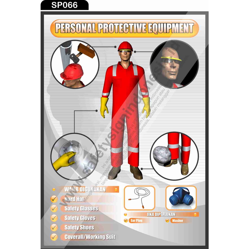 Jual SP066 Poster K3 Safety A2 Pigura Personal Protective Equipment