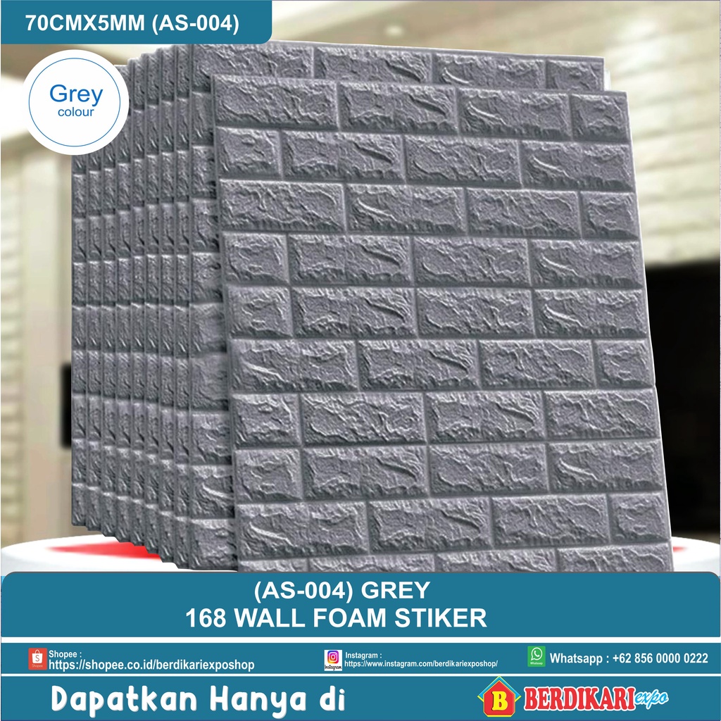 Jual WALLPAPER DINDING WALL STICKER 3D FOAM MOTIF BATA GREY ABU ABU