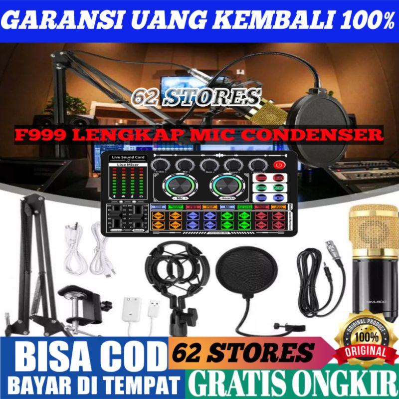 Jual New Produk Paket Lengkap SoundCard F999 Mic Condenser Bluetooth