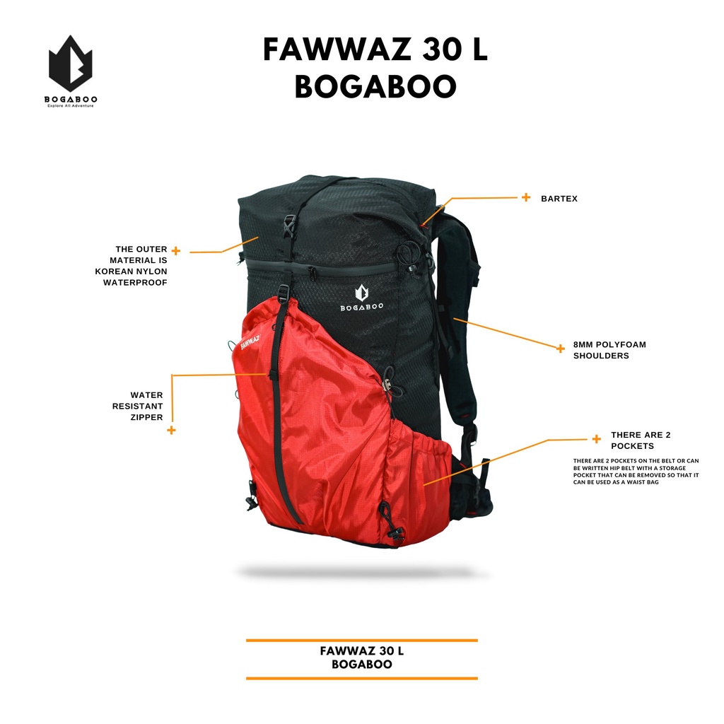 Jual Bogaboo Fawwaz Backpack Ultralight Frameless L Waterproof Tas