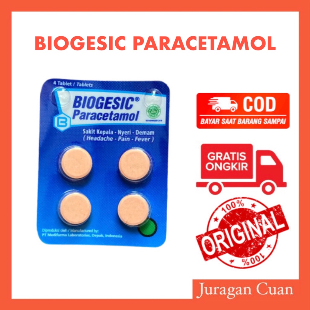 Jual Biogesic Paracetamol Strip Isi Tablet Obat Penurun Panas Demam