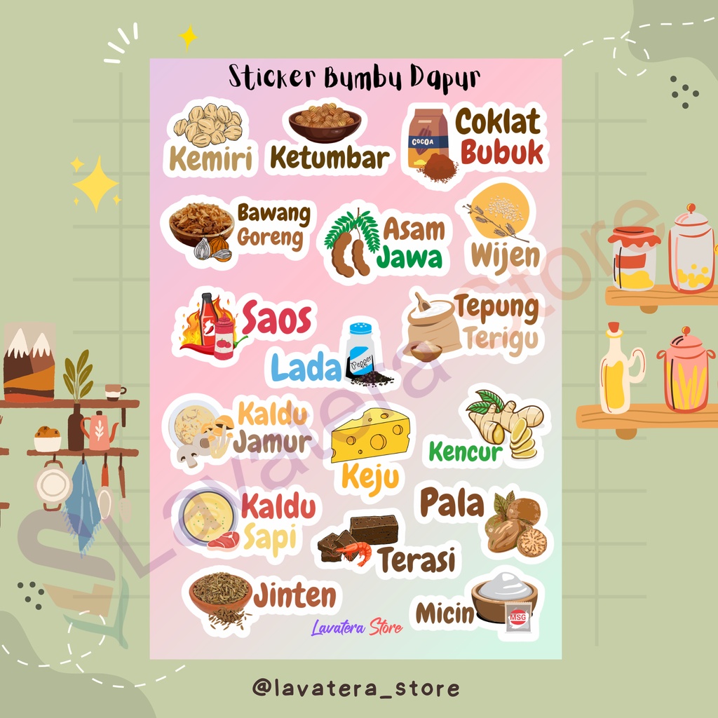 Jual Stiker Bumbu Dapur Waterproof Stiker Label Nama Bumbu Dapur Anti