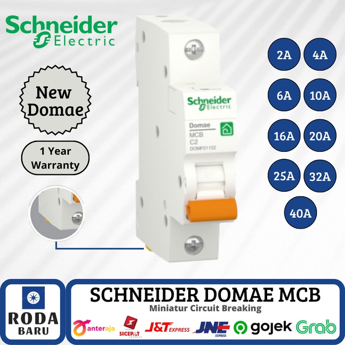 Jual DISKON SHOPEE MCB SIKRING DOMAE SCHNEIDER 1P 2A 4A 6A 10A 16A 20A