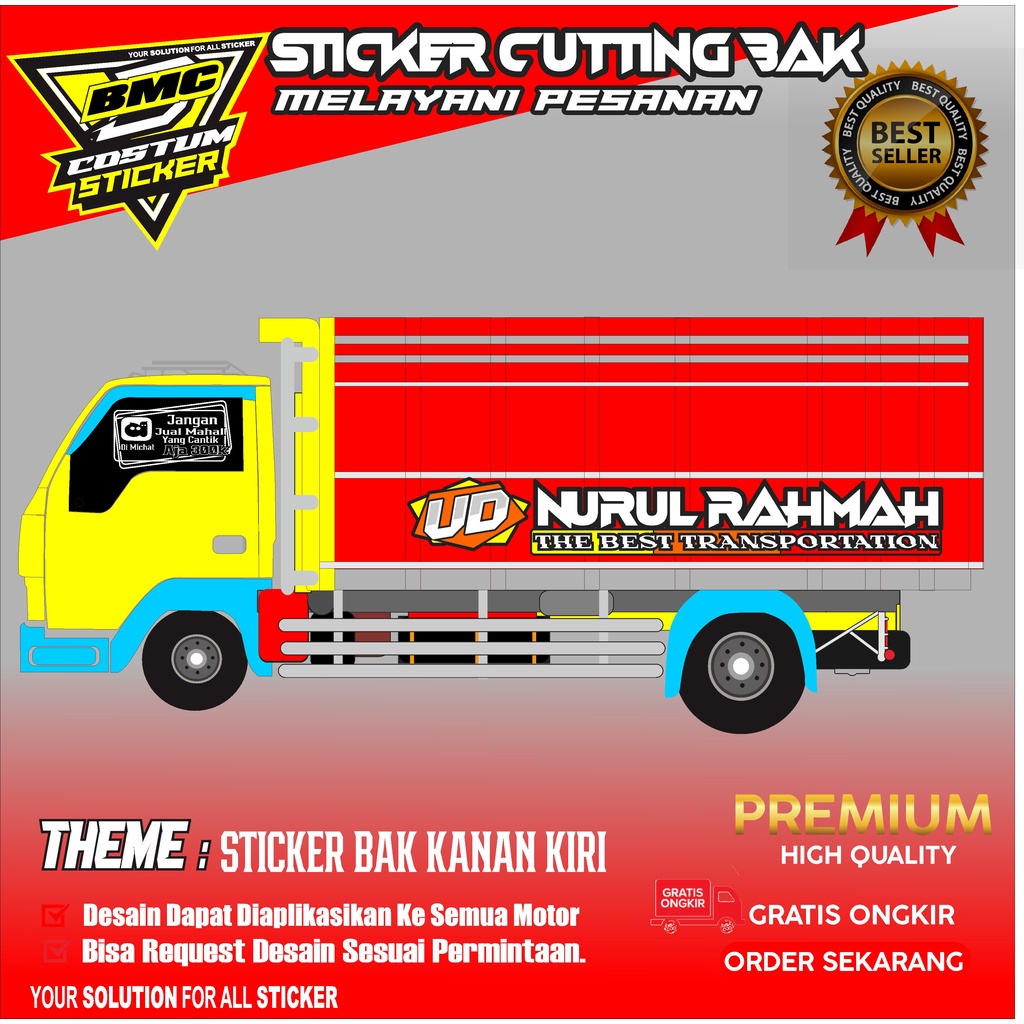 Jual Sticker Cutting Bak Truck Kanan Kiri Stiker Variasi Tulisan Bak