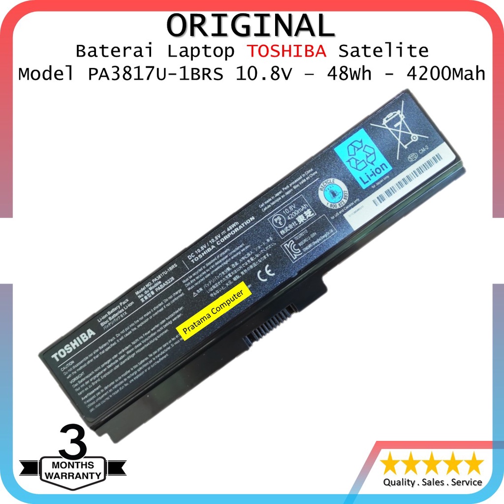 Jual Baterai Original Toshiba Model PA3817U 1BRS10 8V 4200Mah Shopee