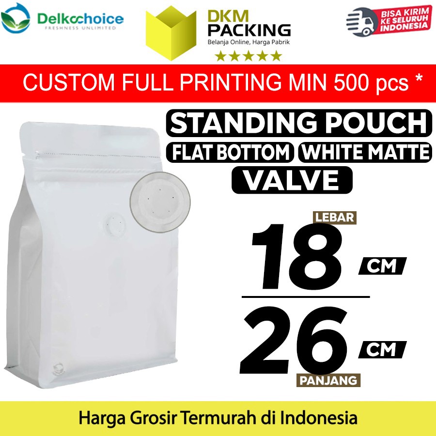 Jual Flat Bottom Valve X Cm White Coffee Bag Standing Pouch Ziplock