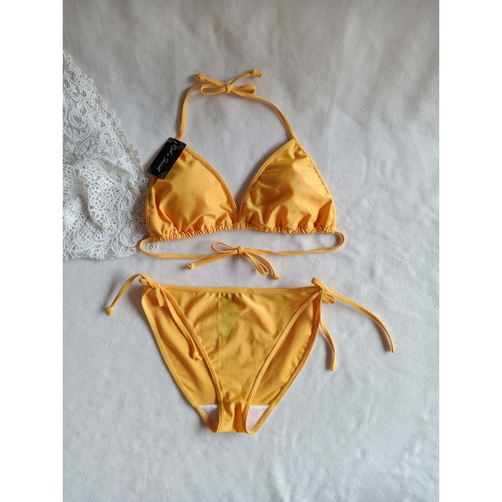 Jual Bk Warna Kuning Dov Bikini Pantai Segitiga Ikat Dengan Busa