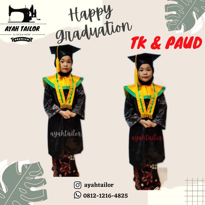 Jual Baju Wisuda Jubah Wisuda Baju Toga Tk Paud Kuning Mas List Hijau