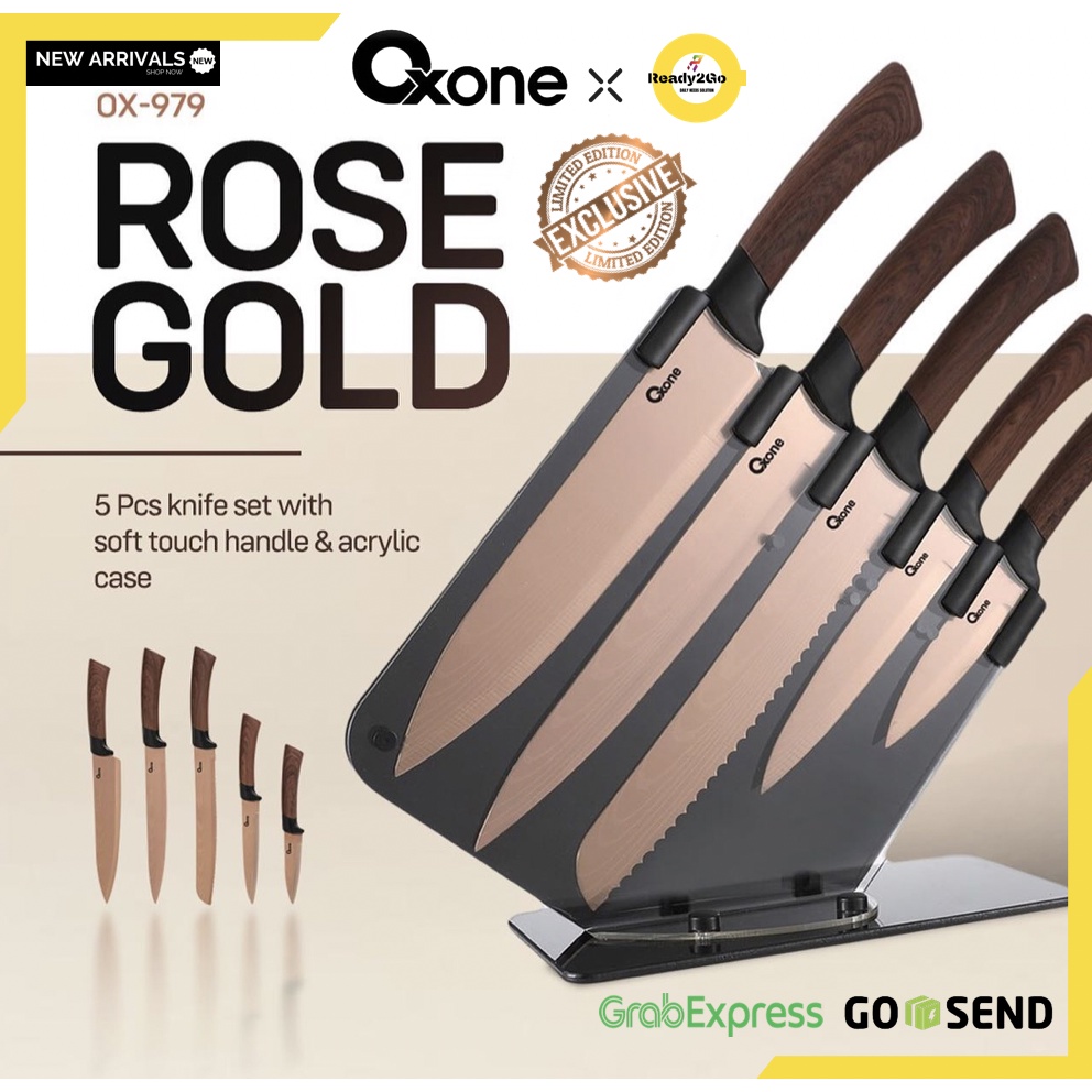 Jual Oxone OX 979 Pisau Rose Gold Knife Set Stainless Limited Edition