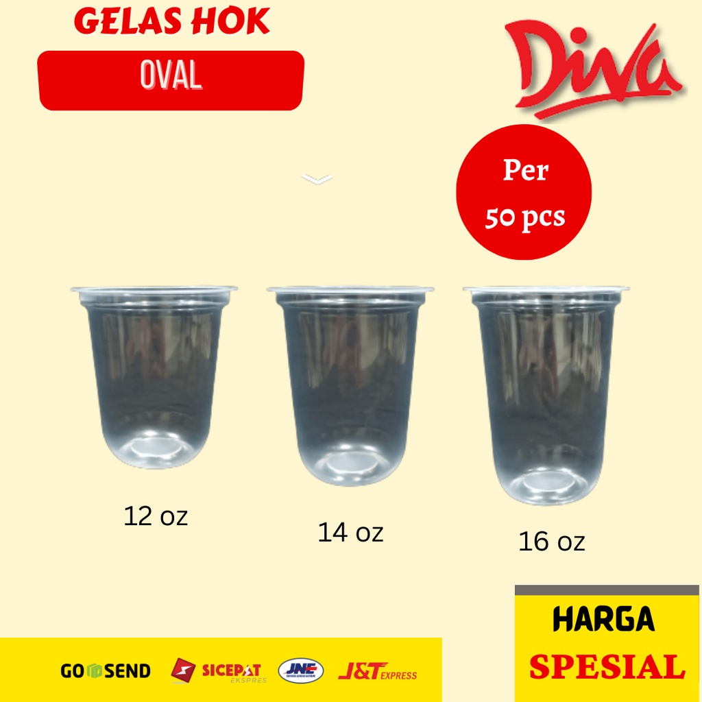 Jual Gelas Plastik HOK 12 Oz 14 Oz 16 Oz Wadah Plastik Shopee