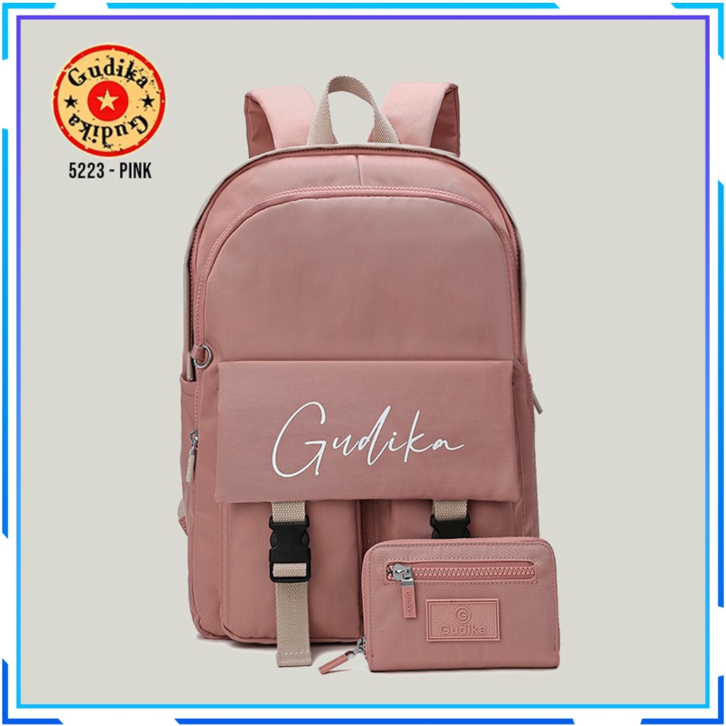 Jual GUDIKA 5223 Tas Ransel Laptop USB Set Dompet Wanita Kekinian