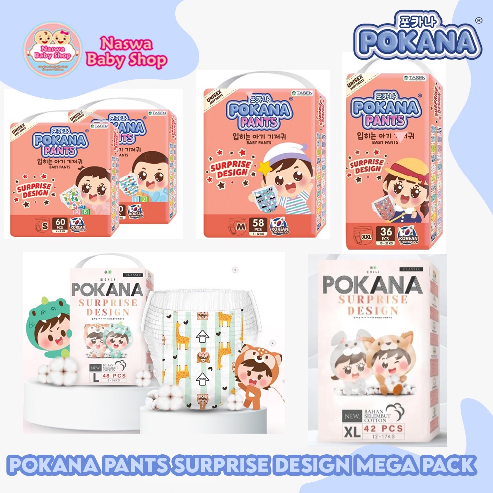 Jual Pokana Pants Surprise Design Popok Diaper Bayi Mega Pack S60 M58