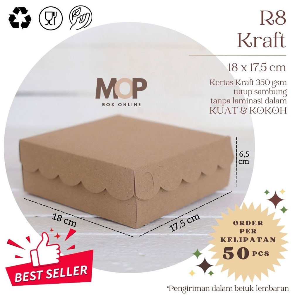 Jual Kotak Nasi 18x18 R8 KRAFT Kotak Nasi Box Kraf Coklat Murah