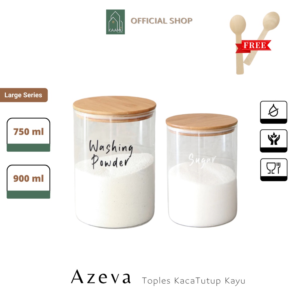 Jual KAAMULIVING Azeva Jar Toples Kaca Tutup Kayu Bambu Untuk