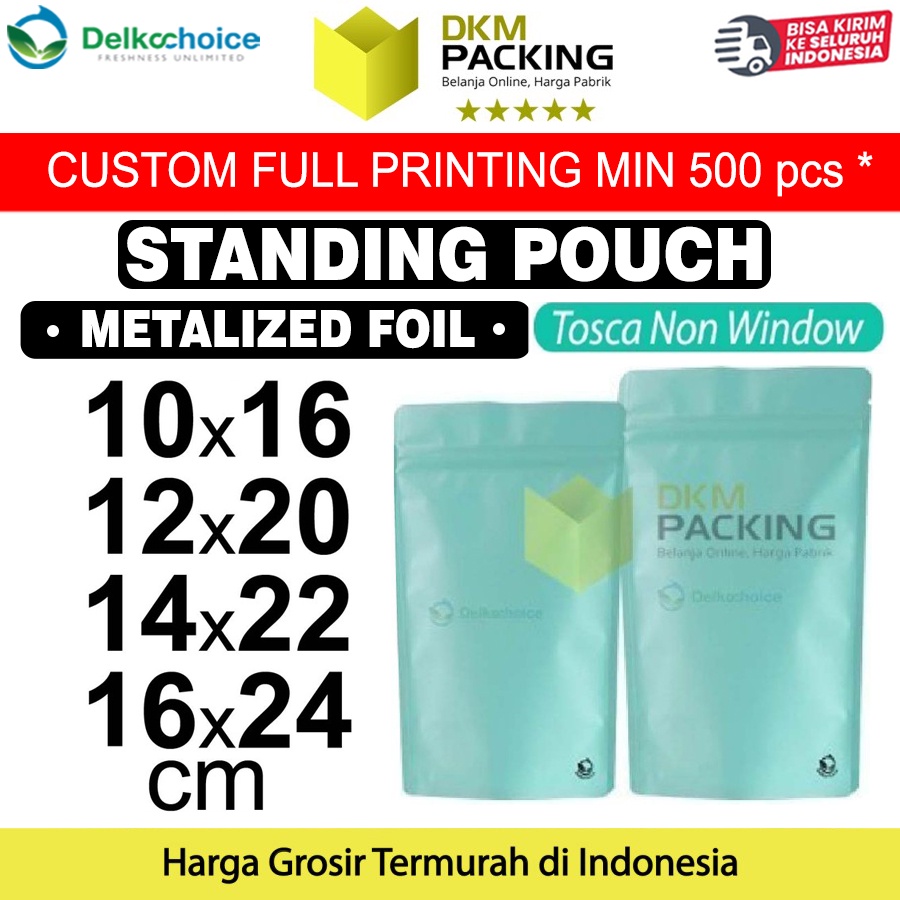 Jual Standing Pouch Tosca Full Metalize Foil Ziplock Plastik Klip