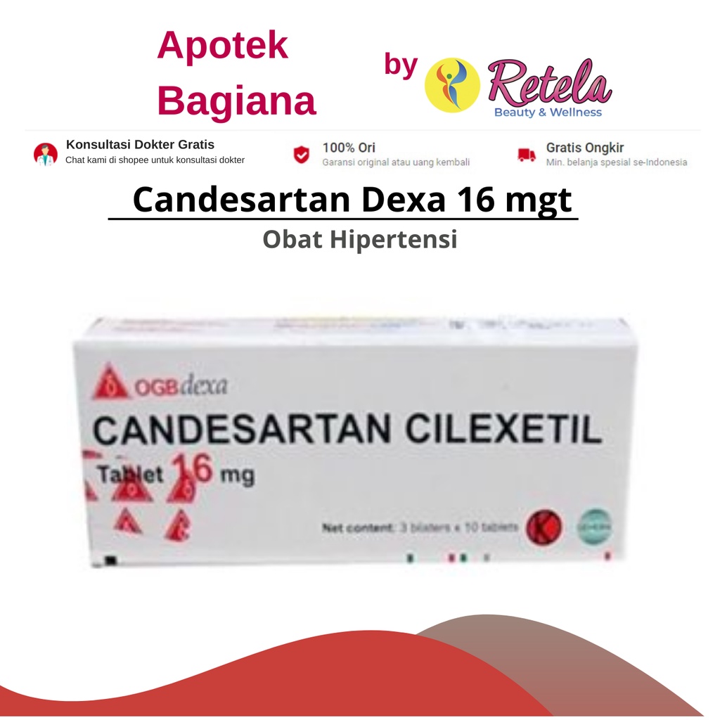 Jual Candesartan 16mg 1 Strip 10 Tablet Harga Pertablet Shopee