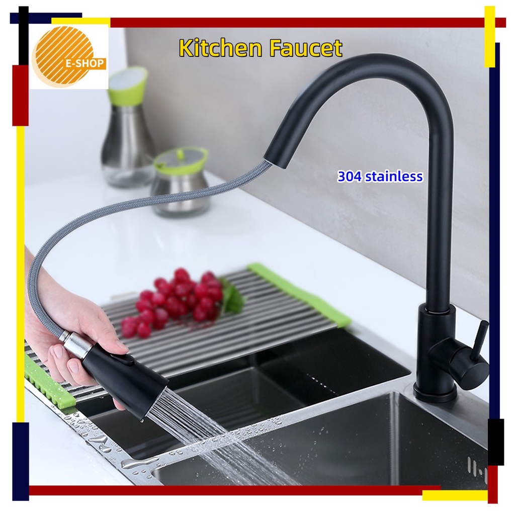 Jual Kran Sink Mixer Tarik Stainless Sus Hitam Kran Cuci Piring