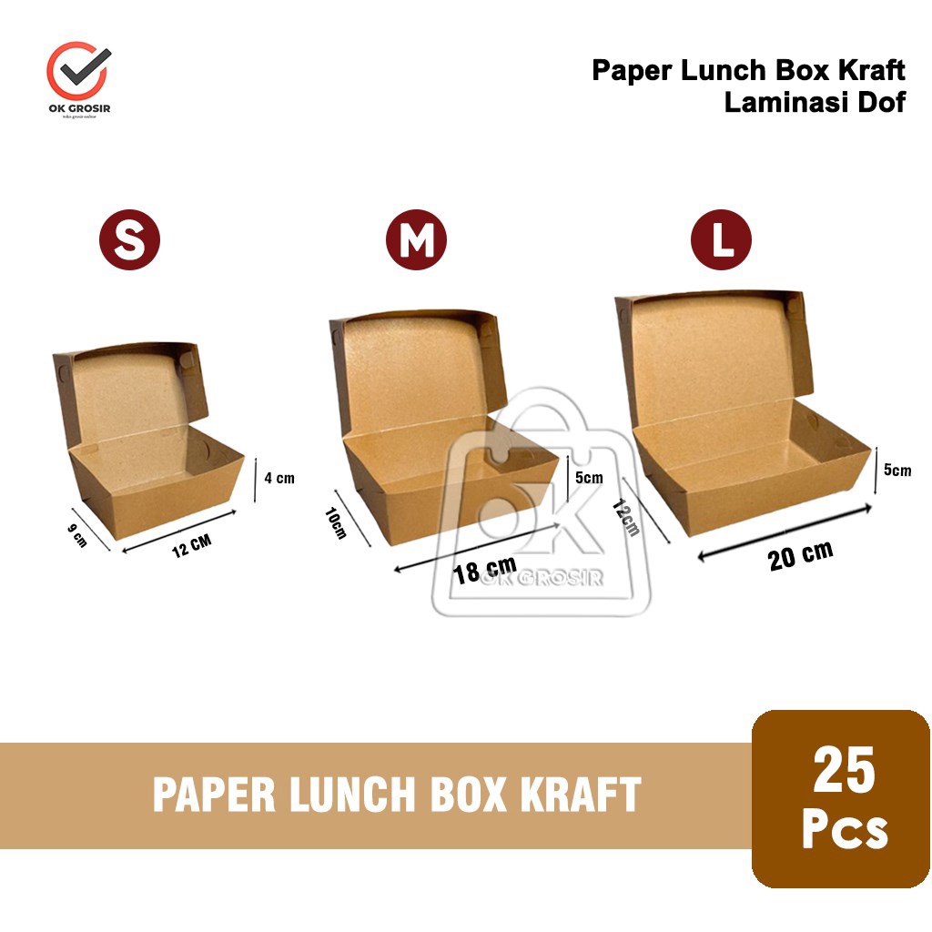 Jual Paper Lunch Box Kraft Kotak Makanan Kemasan Makanan Pcs