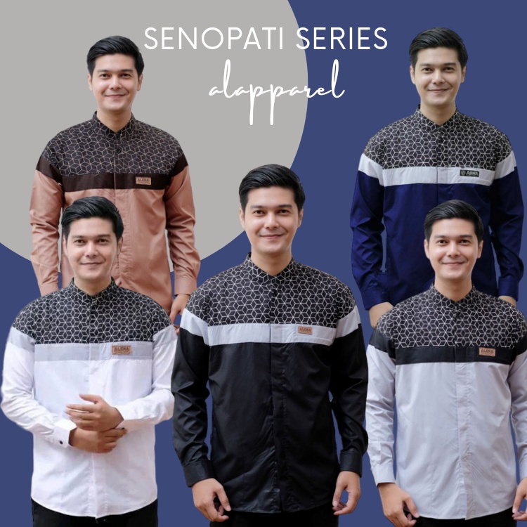 Jual Senopati Baju Koko Kombinasi Batik Lengan Panjang Shopee Indonesia