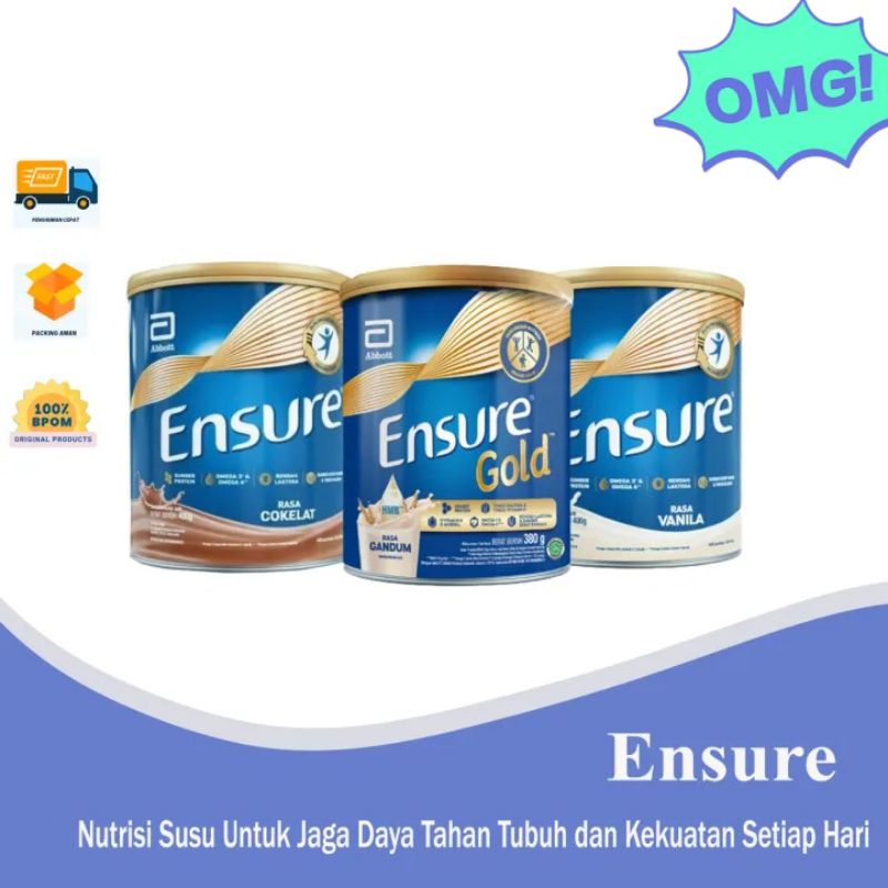 Jual Ensure Susu Bubuk Nutrisi Dewasa Vanila Cokelat Gandum 380 Gr