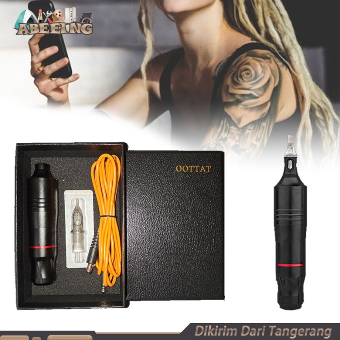 Jual Tato Kit Set Mesin Tattoo Pen Elektrik Hitam Rotary Tattoo Machine