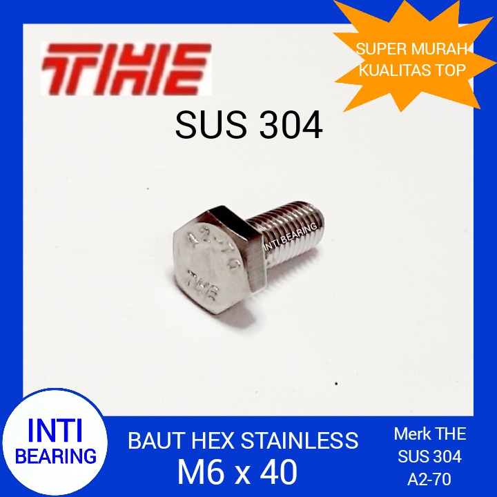 Jual BAUT HEX STAINLESS M6x40 MERK THE M6 X 40 SS SUS 304 HEX SOCKET